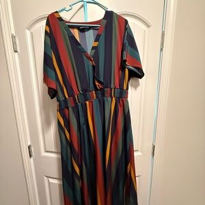 BloomChic Colorful Striped Midi Dress